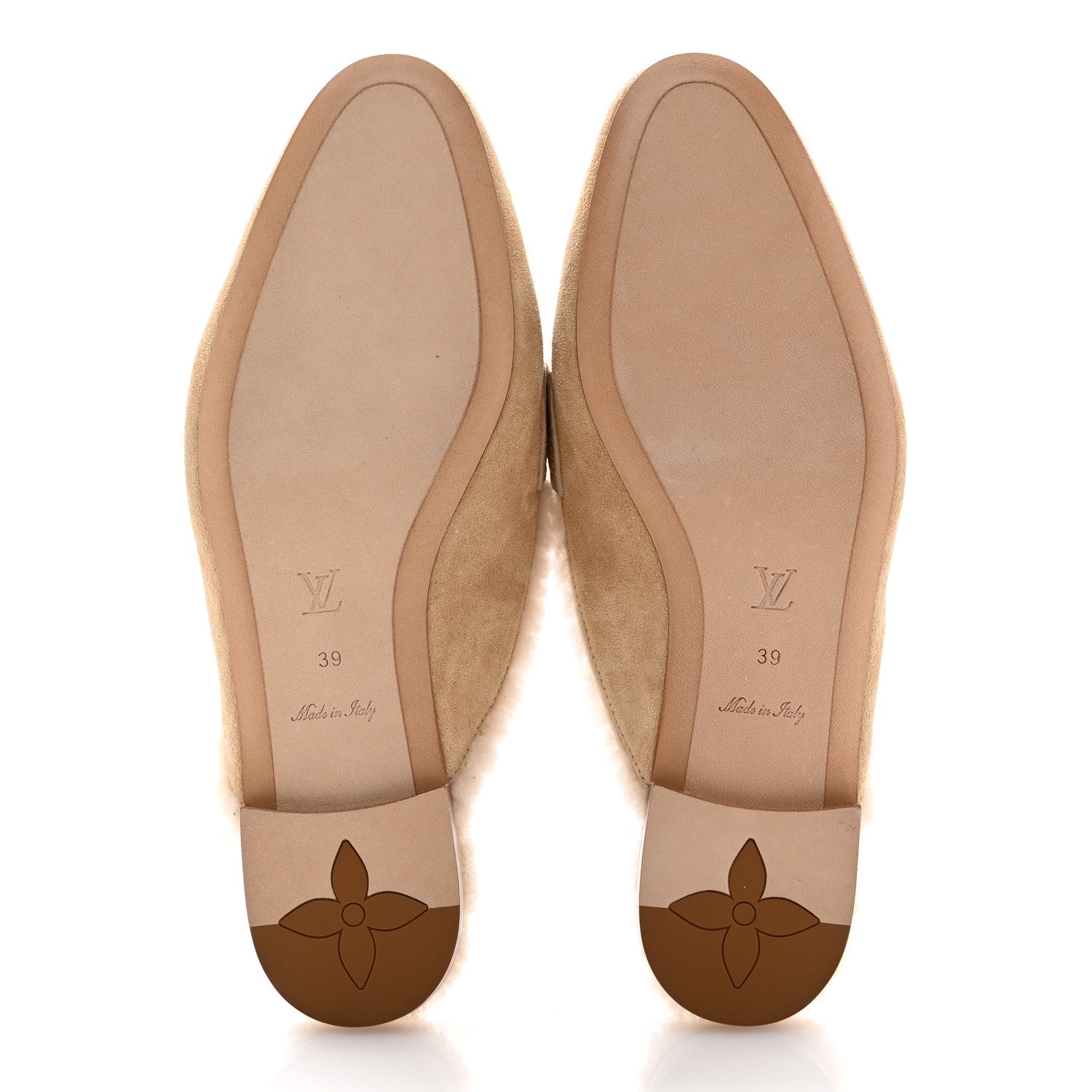 Louis Vuitton Shearling Suede LV Mare Open Back Loafer 39 Beige 6 of 10