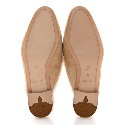 Louis Vuitton Shearling Suede LV Mare Open Back Loafer 39 Beige 6 of 10