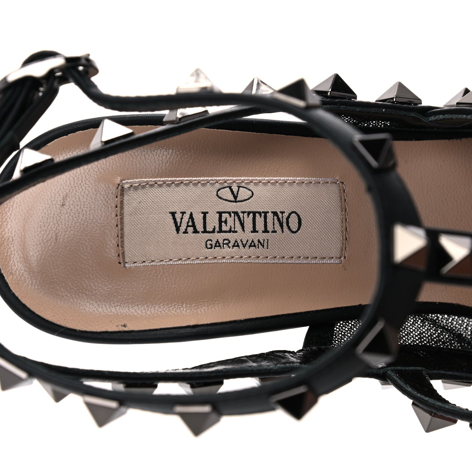 Valentino Garavani Mesh Calfskin Rockstud Ankle Strap 100mm Pumps 37.5 Black 8 of 10