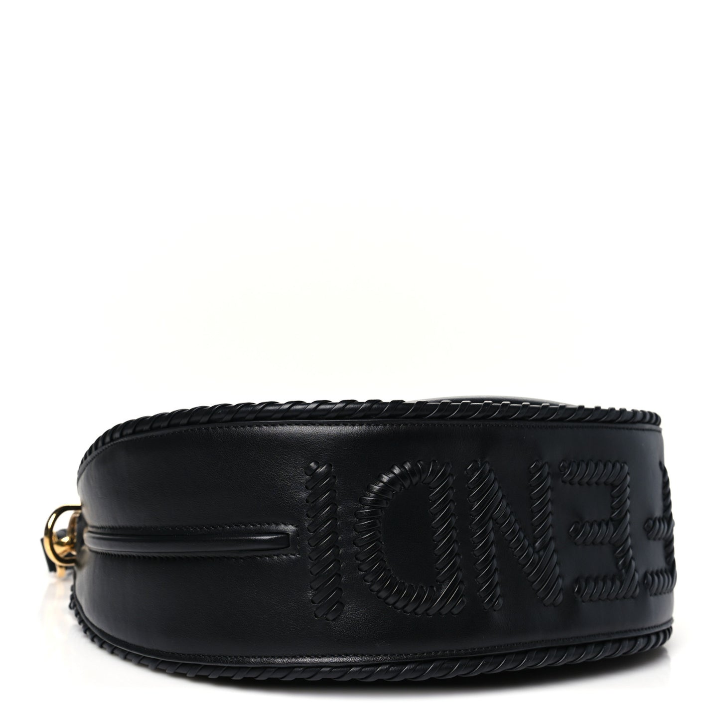 Vitello Grace Matte Whipstitch Small Fendigraphy Hobo Bag Black