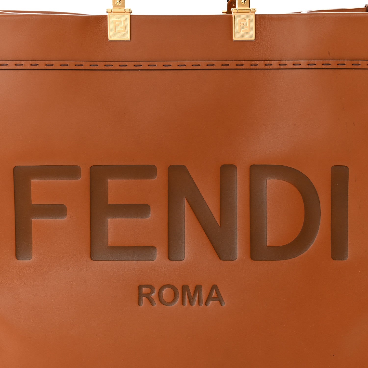 Fendi Vitello King Plexiglass Large Fendi Sunshine Shopper Tote Cuoio 7 of 11