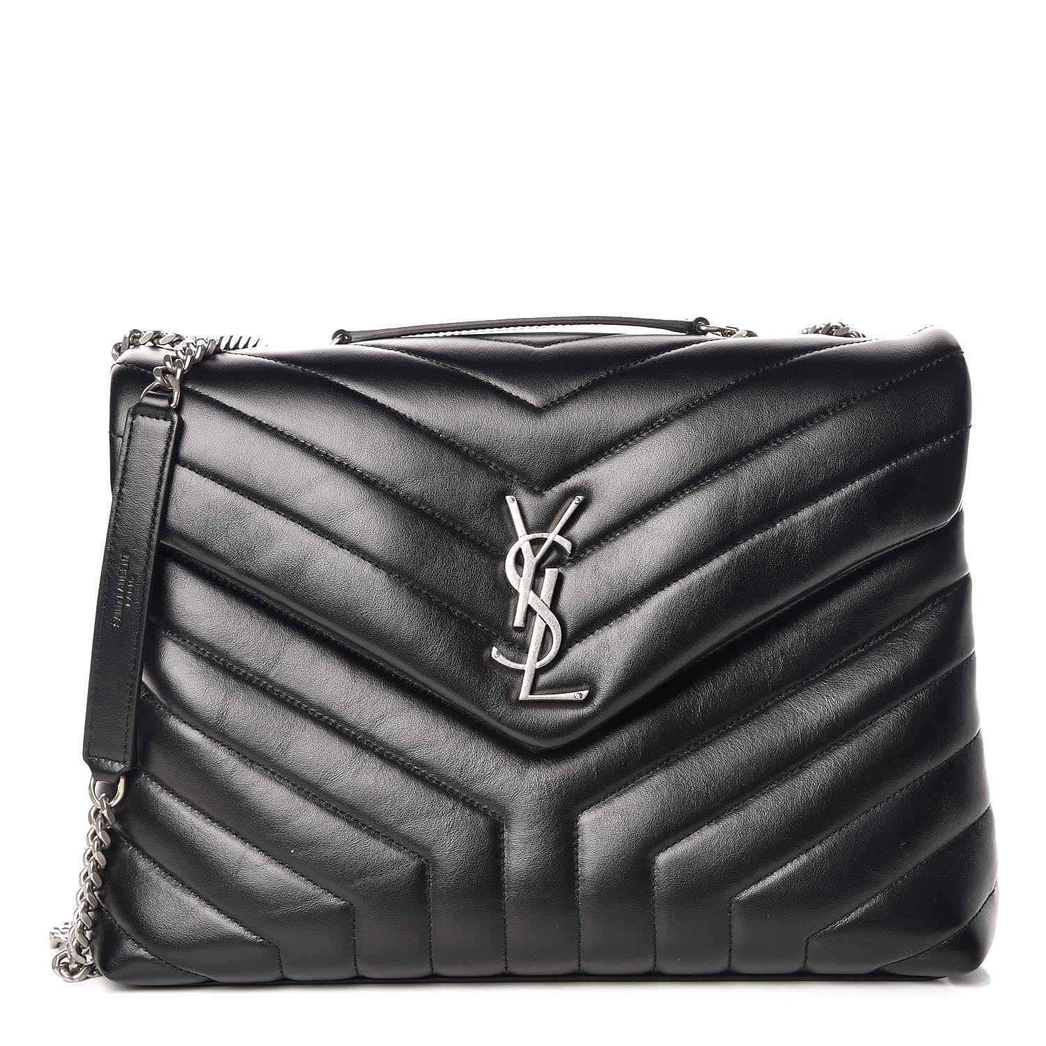 Saint Laurent Calfskin Y Quilted Monogram Medium Loulou Chain Satchel Black 1 of 12