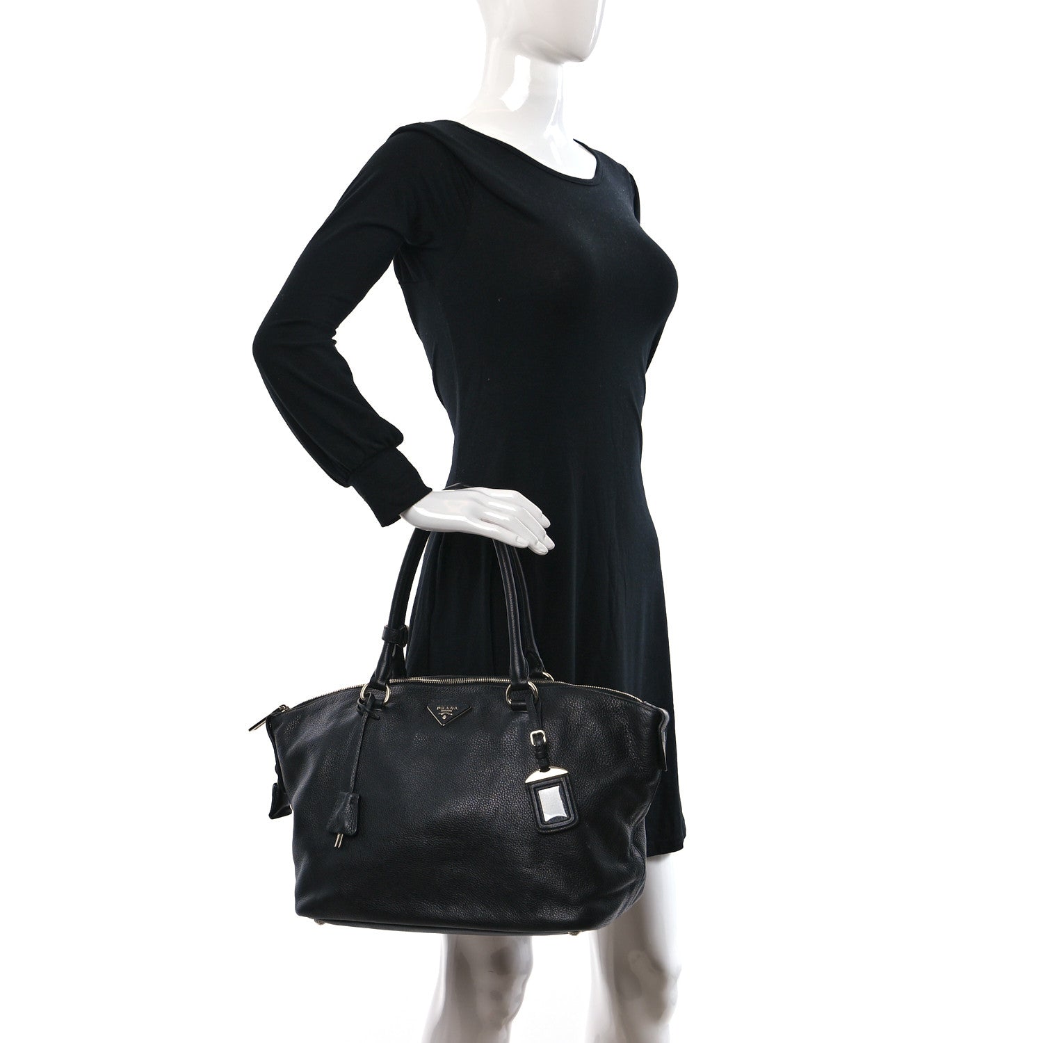 Prada Vitello Daino Tote Black 3 of 10