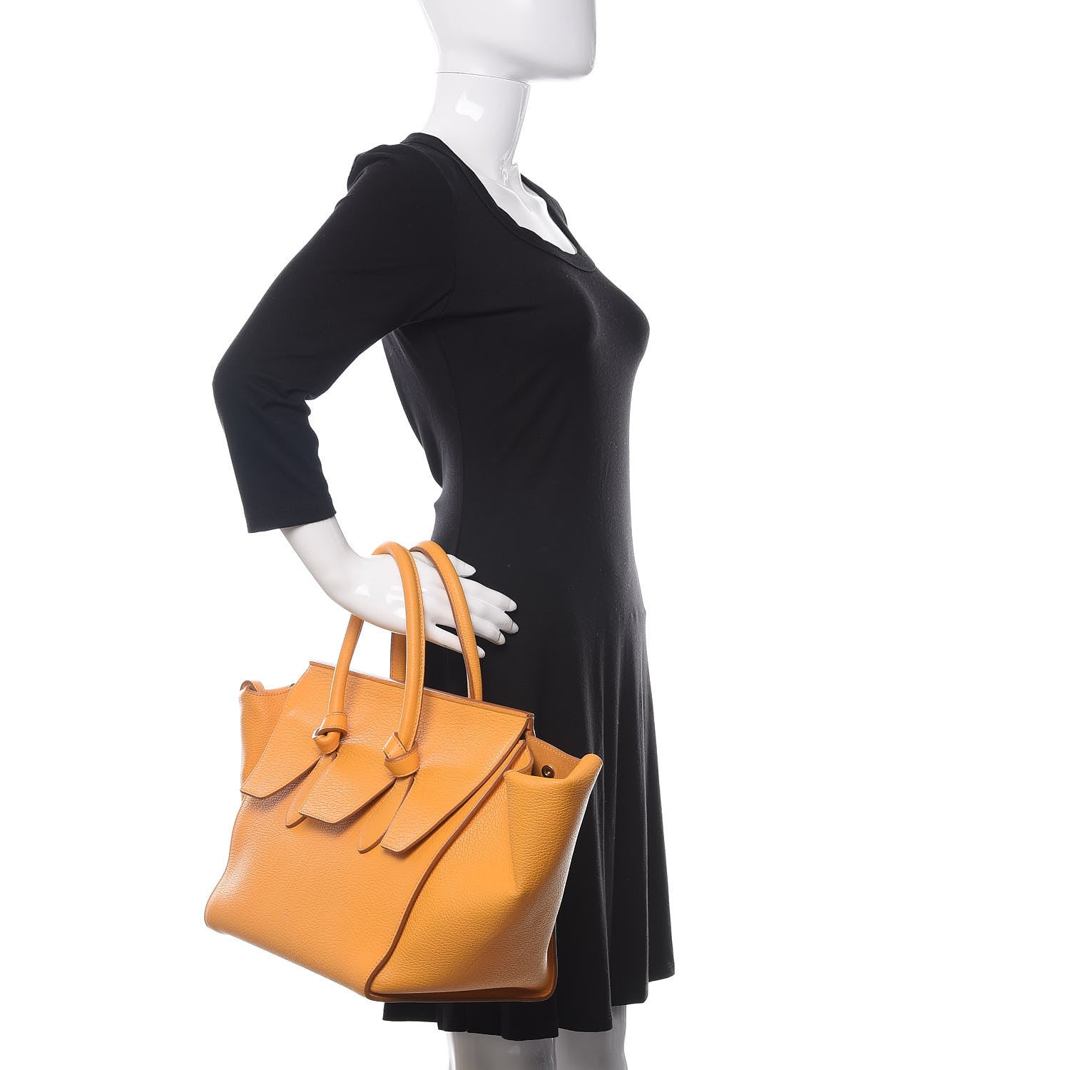 Celine Crisped Calfskin Small Tie Knot Tote Saffron 2 of 12