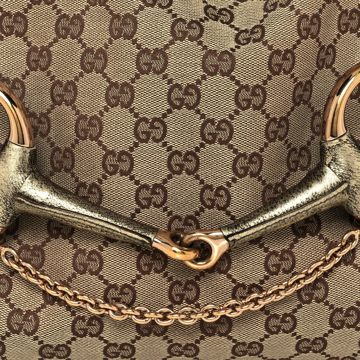 Gucci Metallic Monogram Horsebit Chain Hobo Gold 8 of 12
