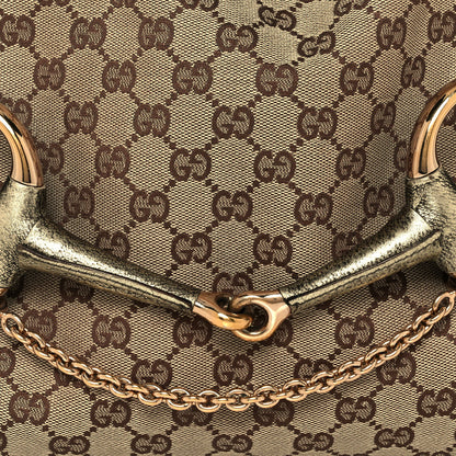 Gucci Metallic Monogram Horsebit Chain Hobo Gold 8 of 12