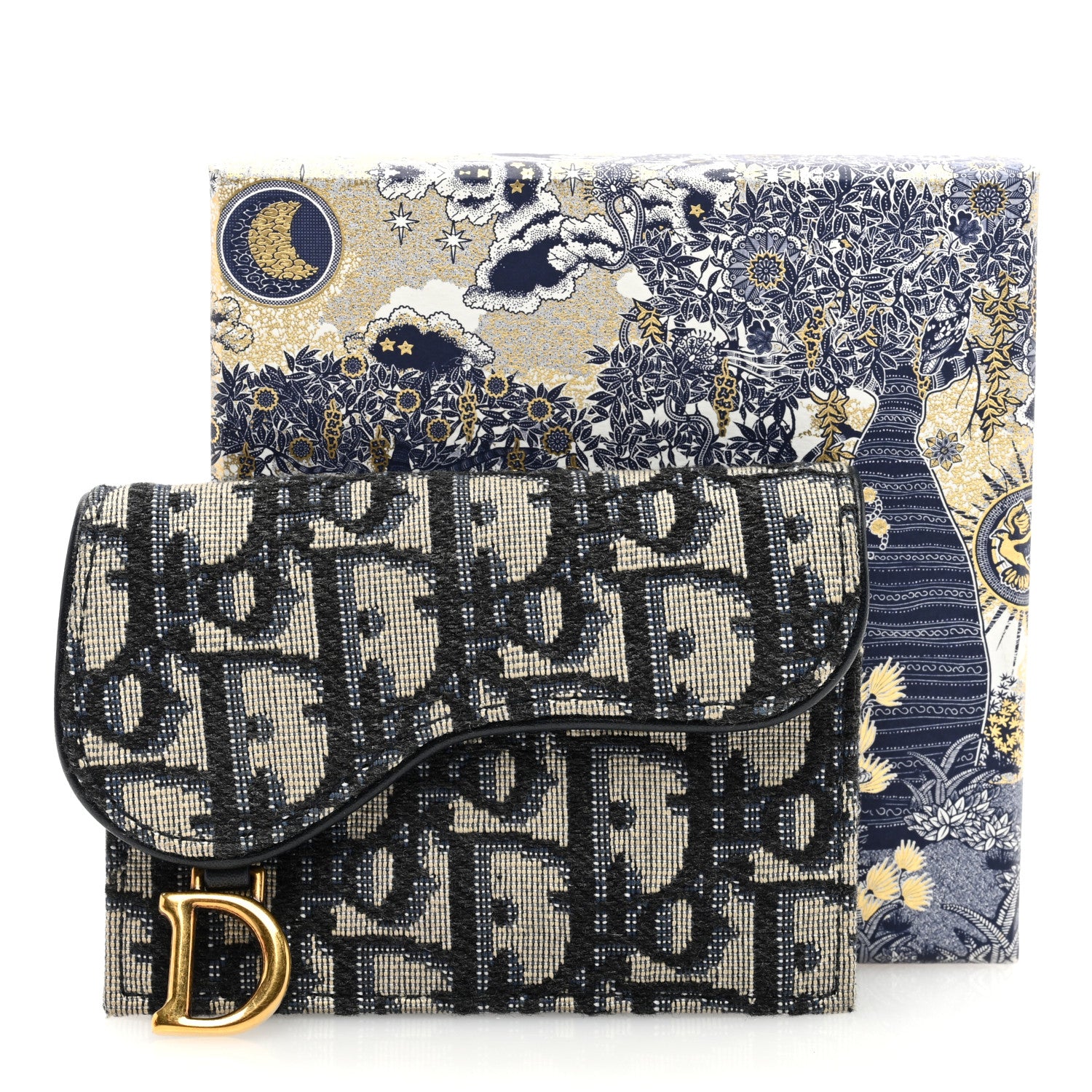 Christian Dior Oblique Saddle Card Holder Blue 7 of 7