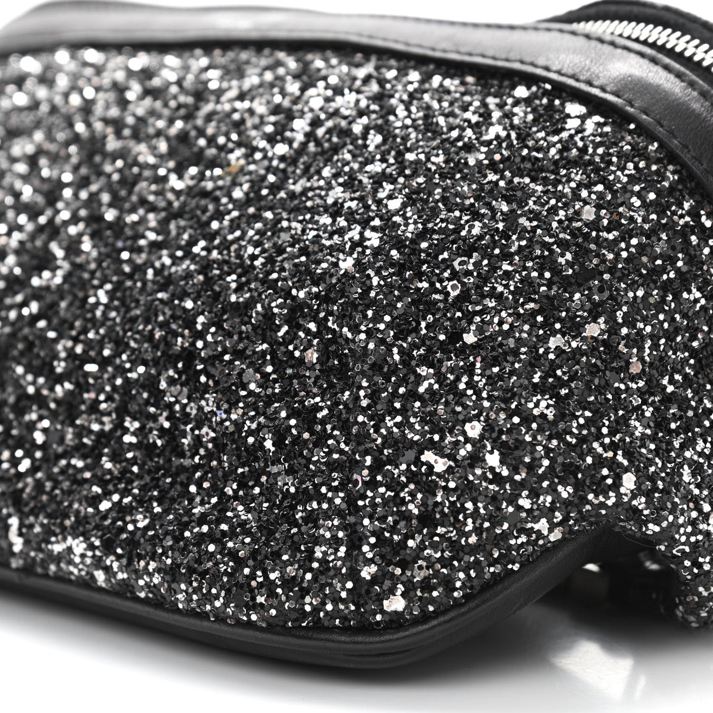 Lambskin Glitter Belt Bag Metallic Black