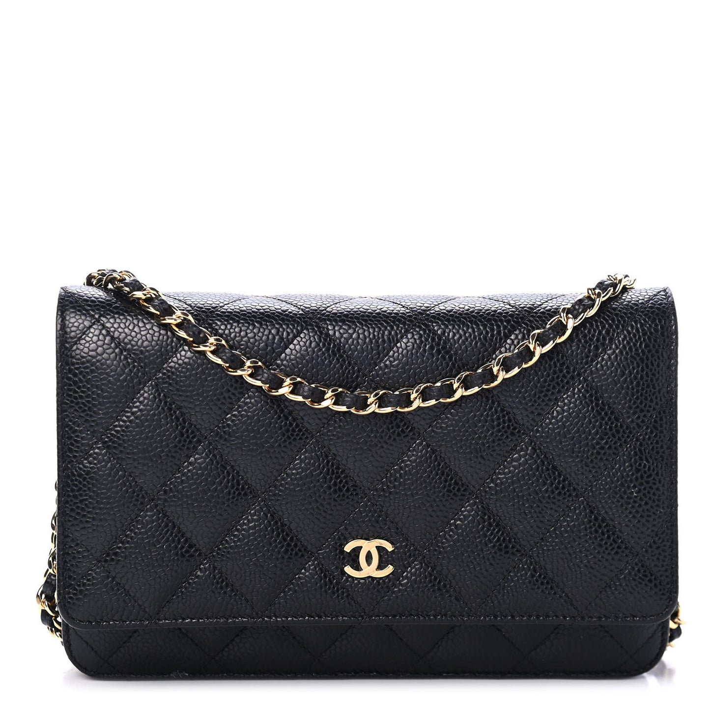 Caviar Quilted Wallet On Chain WOC Black