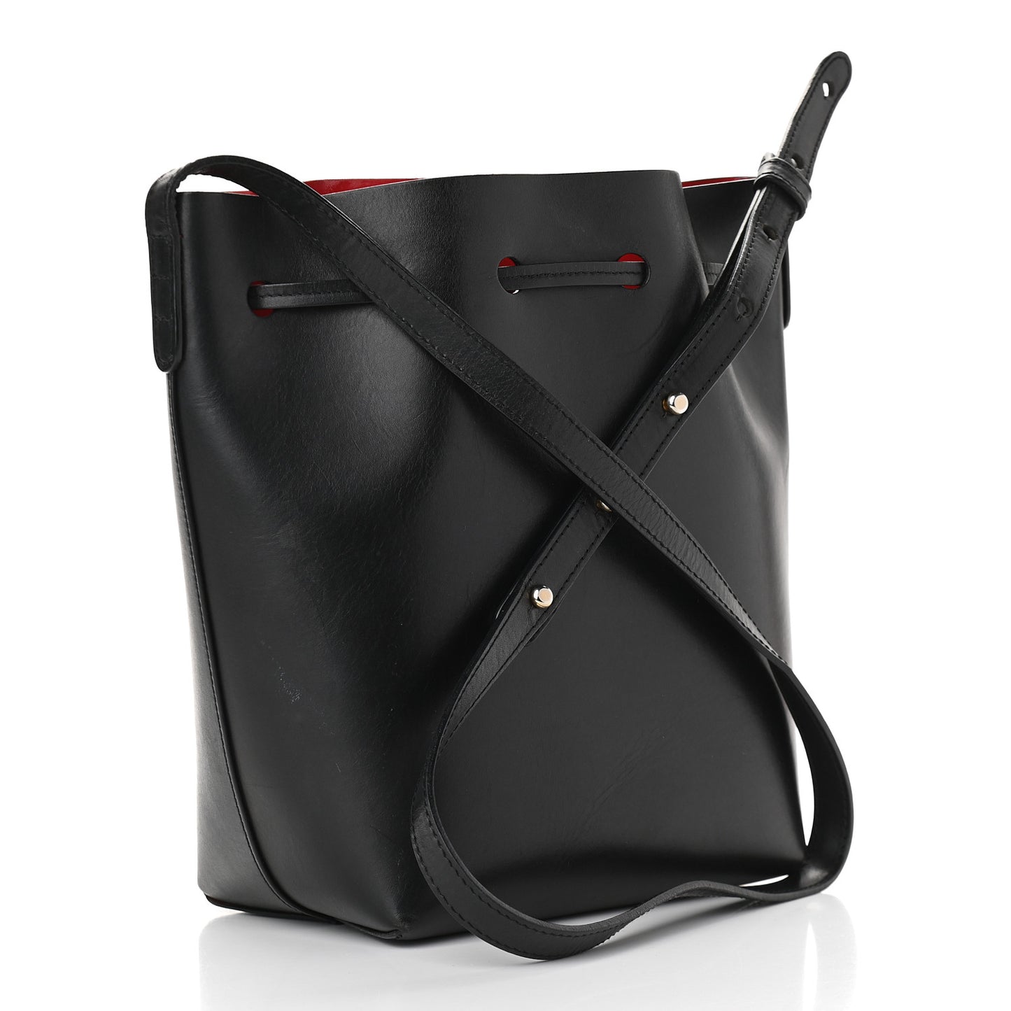 Vegetable Tanned Calfskin Bucket Bag Black Flamma