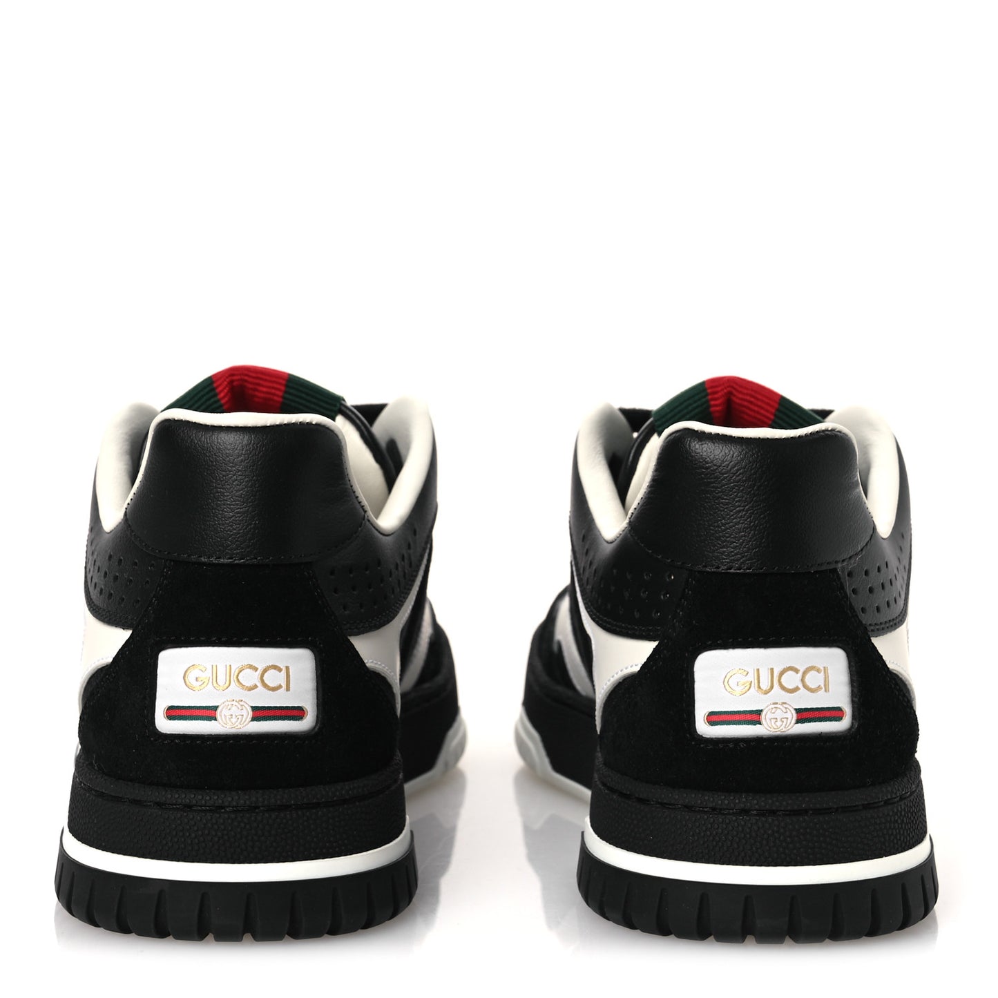 Calfskin Suede GG Monogram Re-Web Womens Sneakers 38 White Black
