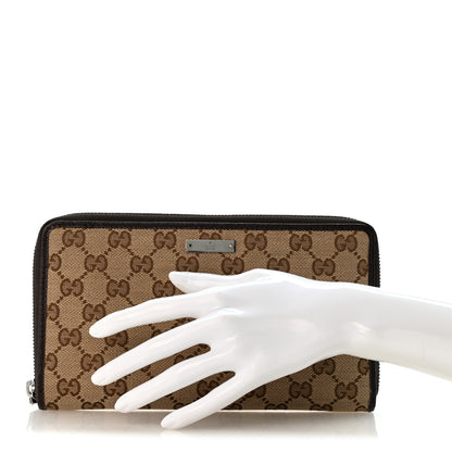 Gucci Monogram Metal Bar Zip Around Travel Wallet Dark Brown 2 of 10