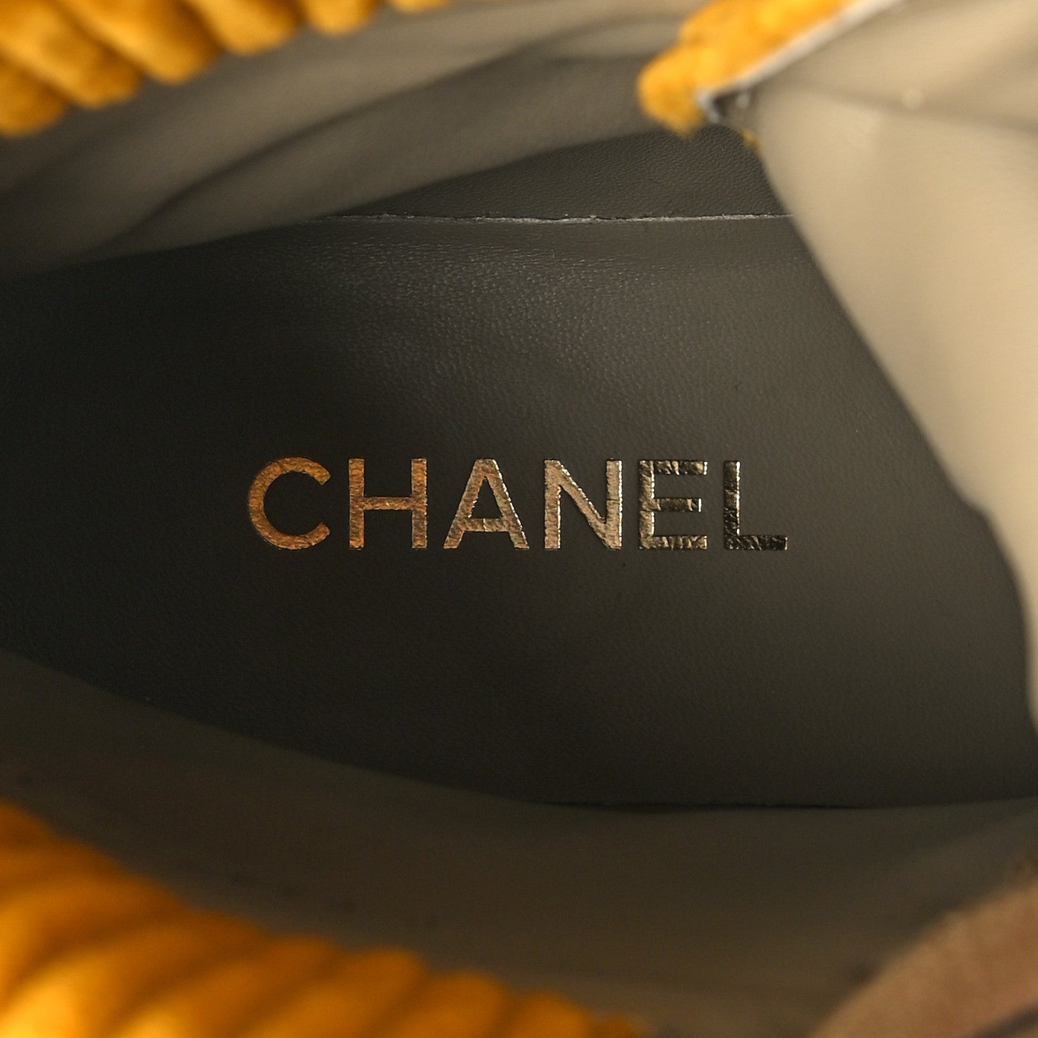 Chanel Suede Calfskin Velvet Laminated Quilted CC Combat Boots 38 Beige Yellow Gold 8 of 9