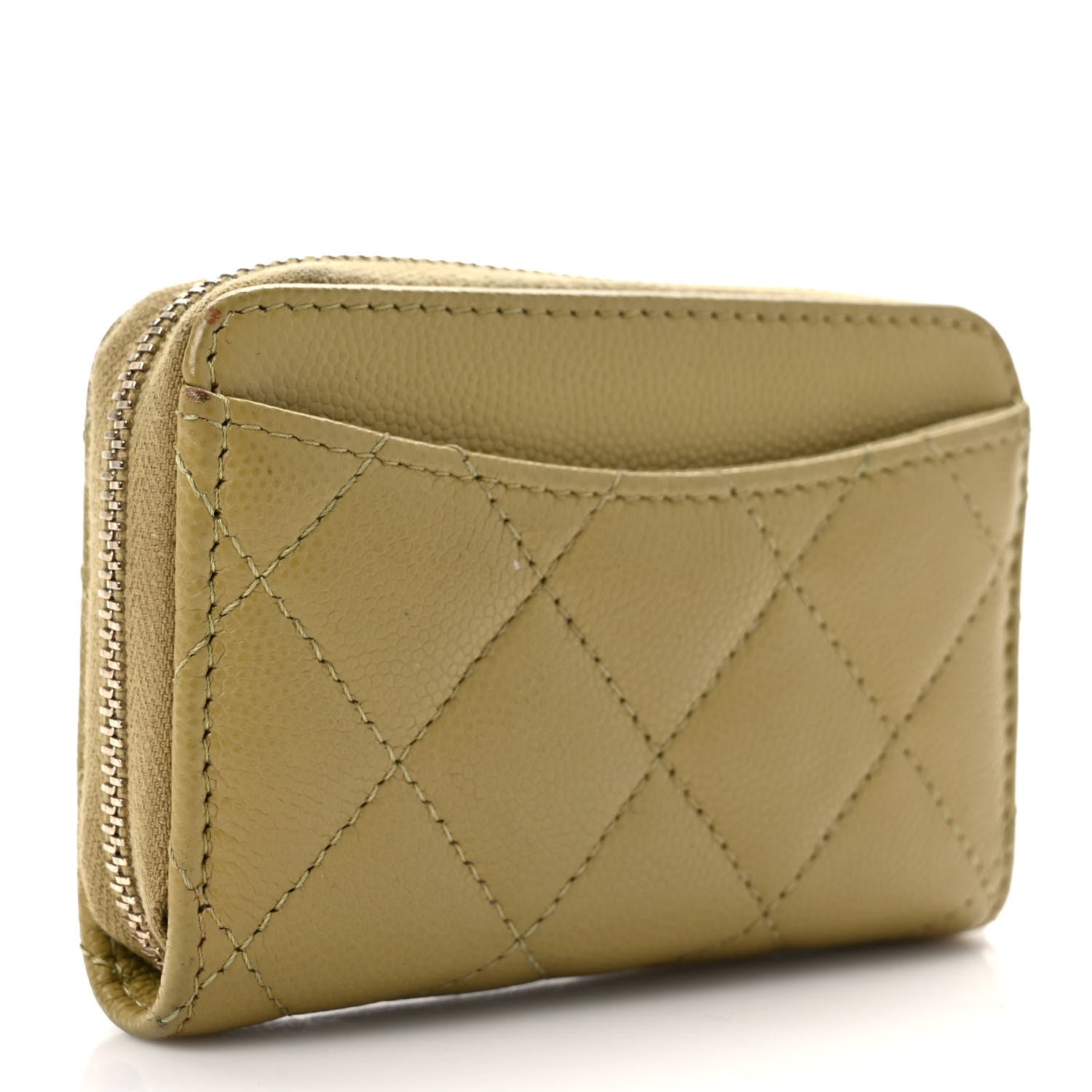 Chanel Caviar Quilted Zip Around Coin Purse Wallet Light Green 3 of 6