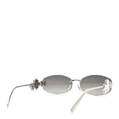 Louis Vuitton Metal Crystal Oval LV Dazzling Sunglasses Z3186U Silver 4 of 8