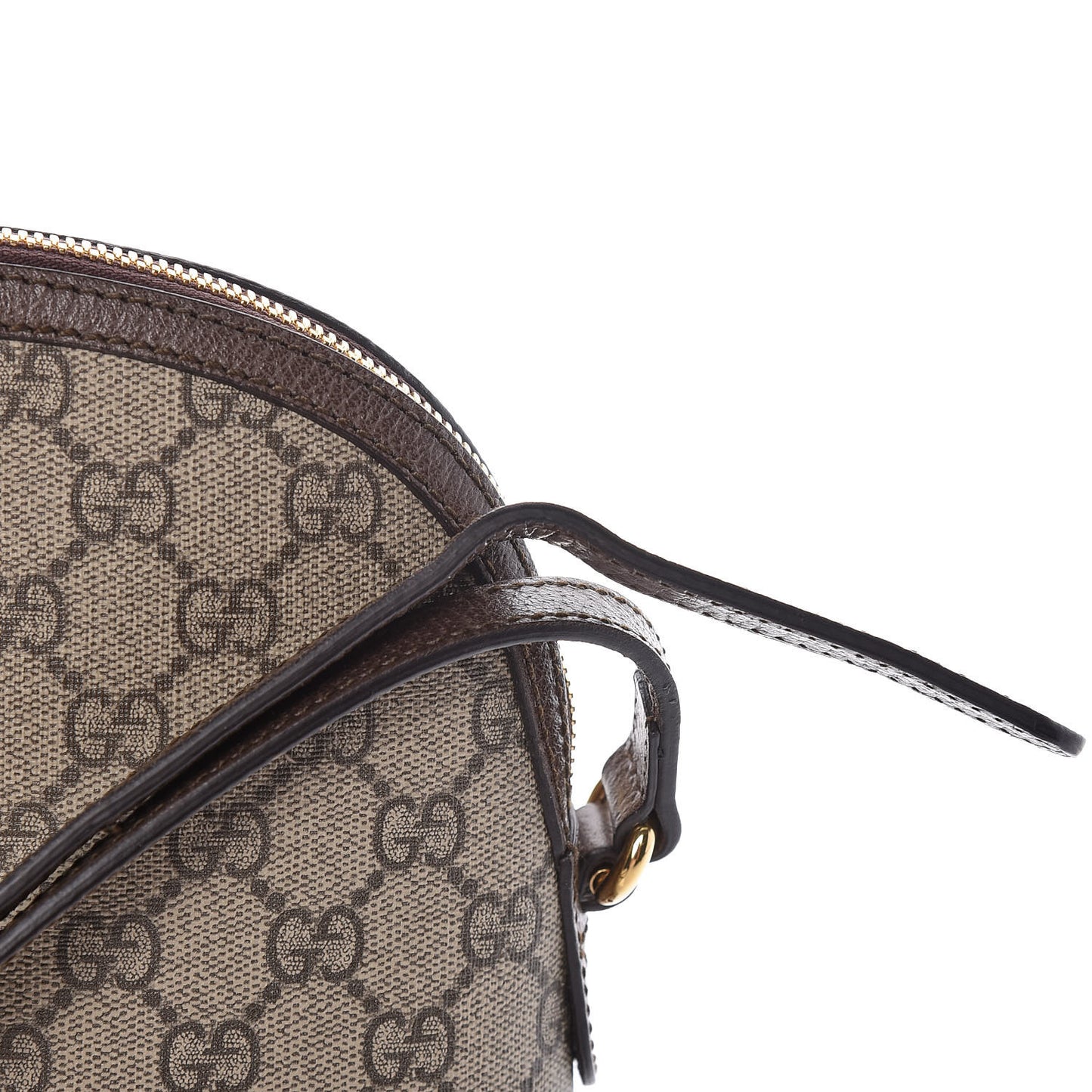 GG Supreme Monogram Textured Dollar Calfskin Web Small Ophidia Dome Shoulder Bag Beige Ebony New Acero