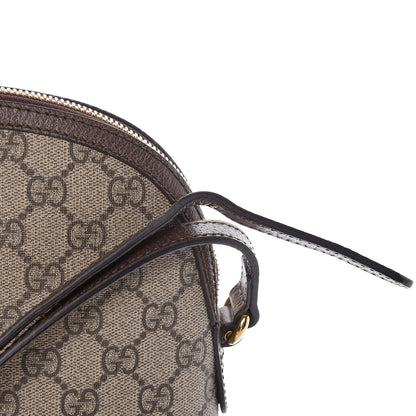 Gucci GG Supreme Monogram Textured Dollar Calfskin Web Small Ophidia Dome Shoulder Bag Beige Ebony New Acero 9 of 11