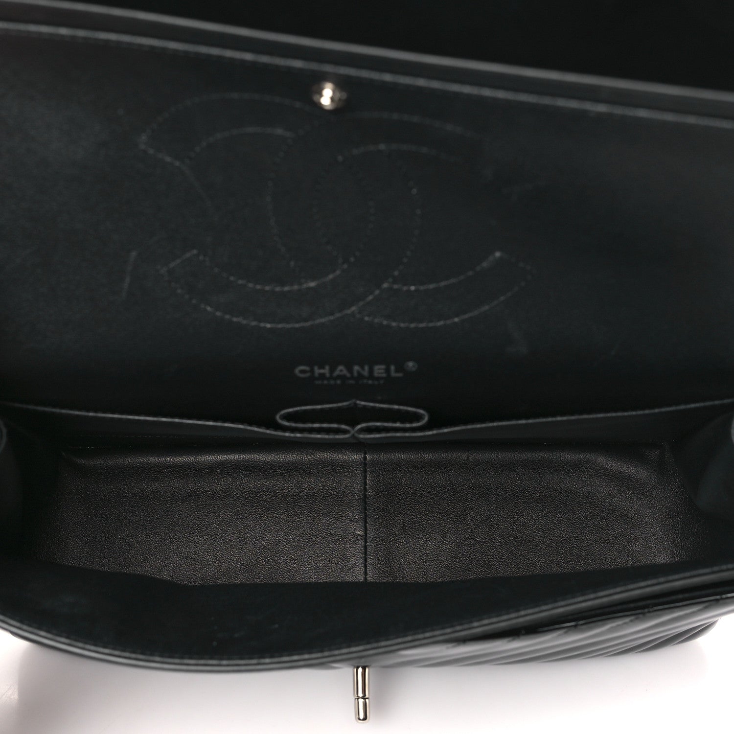 Chanel Patent Chevron Quilted Jumbo Double Flap Black 5 of 10