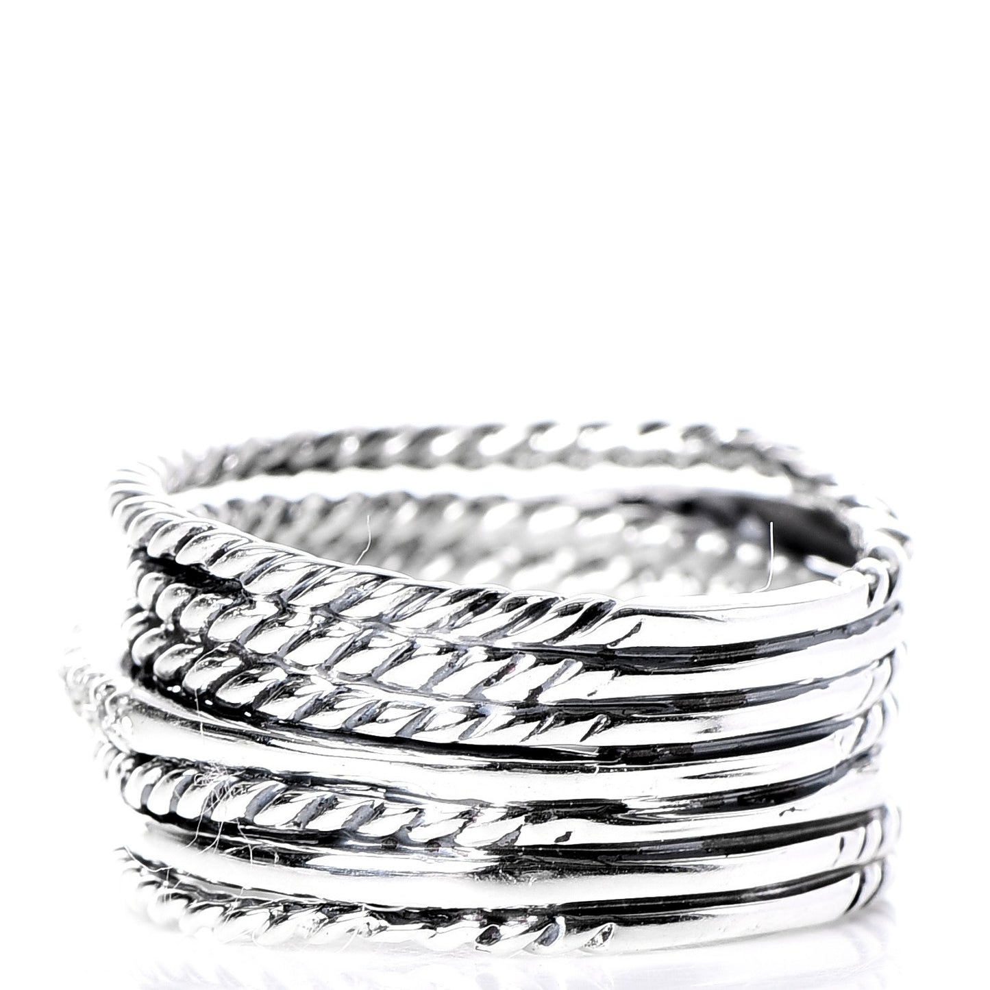 Sterling Silver Diamond 11mm Wide Crossover Cable Ring 53 6.5