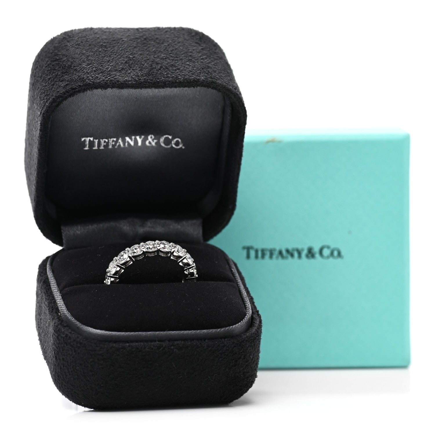 Tiffany Platinum Diamond 3.7mm Embrace Eternity Band Ring 50 5.5 5 of 5