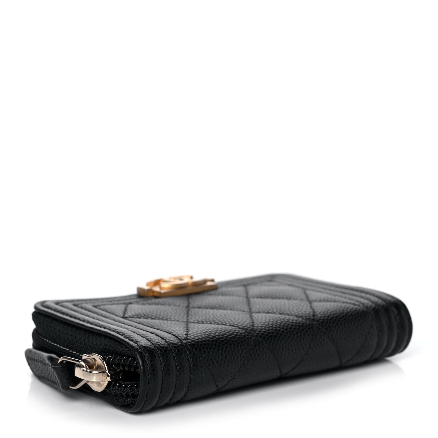 Chanel Caviar Quilted Boy Zip Around Coin Purse Wallet Black 4 of 8