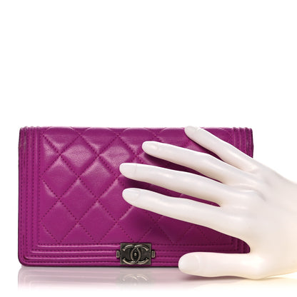 Chanel Lambskin Quilted Boy Yen Wallet Pink 2 of 22