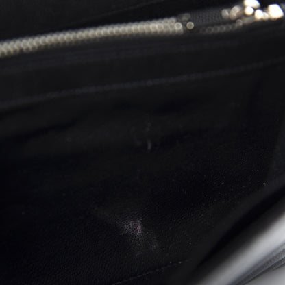 Saint Laurent Grain De Poudre Matelasse Chevron Monogram Chain Wallet Black 10 of 13