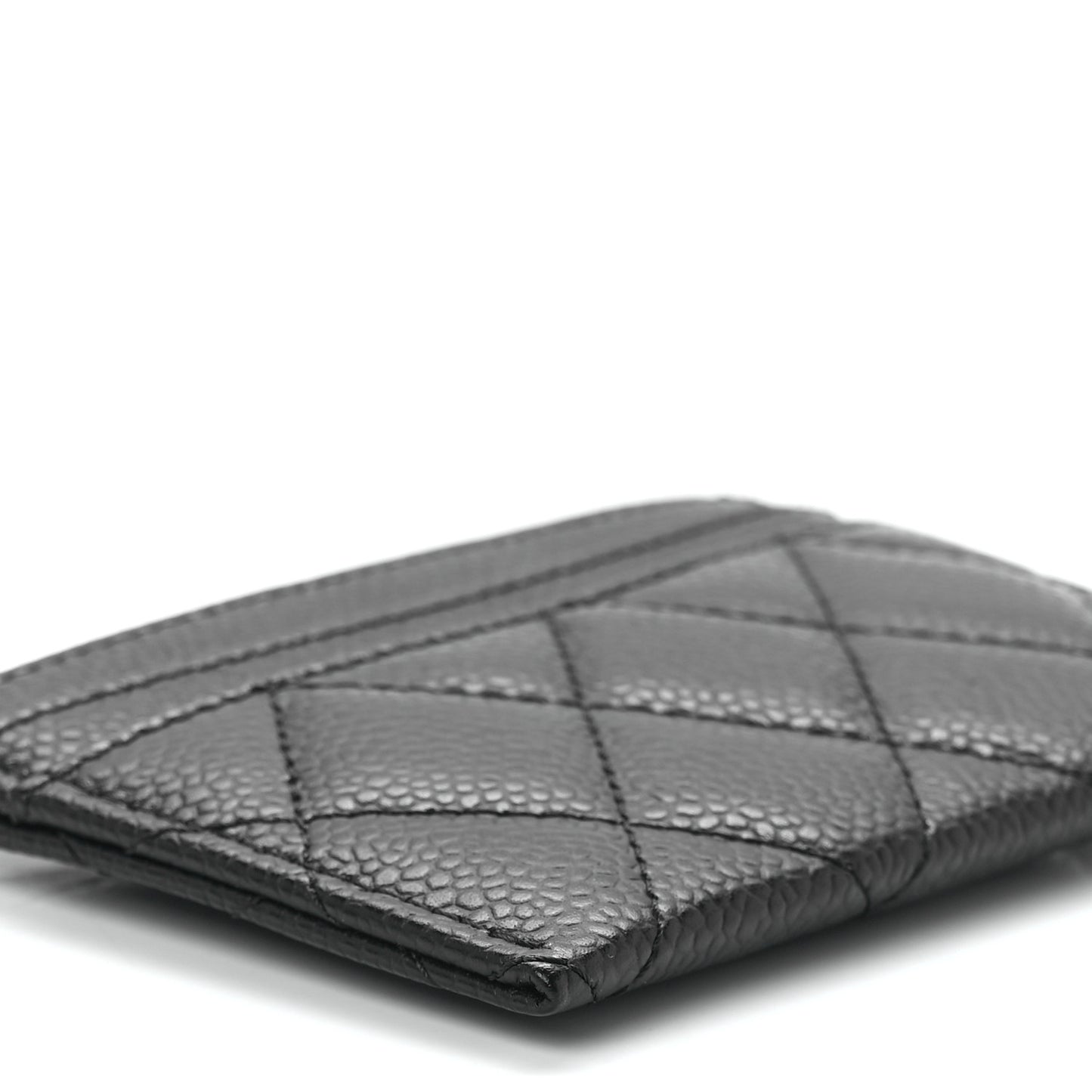 Caviar Quilted Card Holder Black