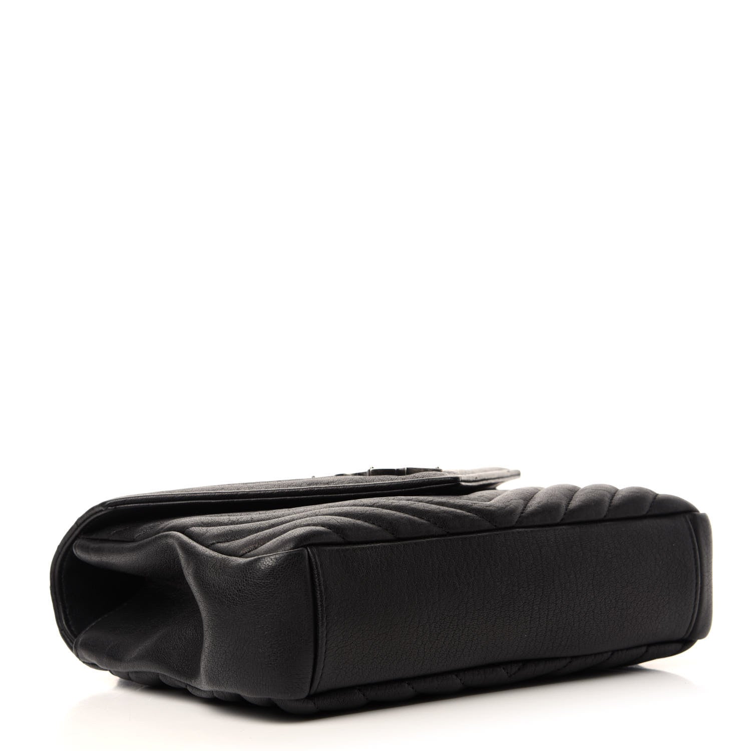 Saint Laurent Sheepskin Matelasse Chevron Monogram Medium College Bag Black 5 of 13