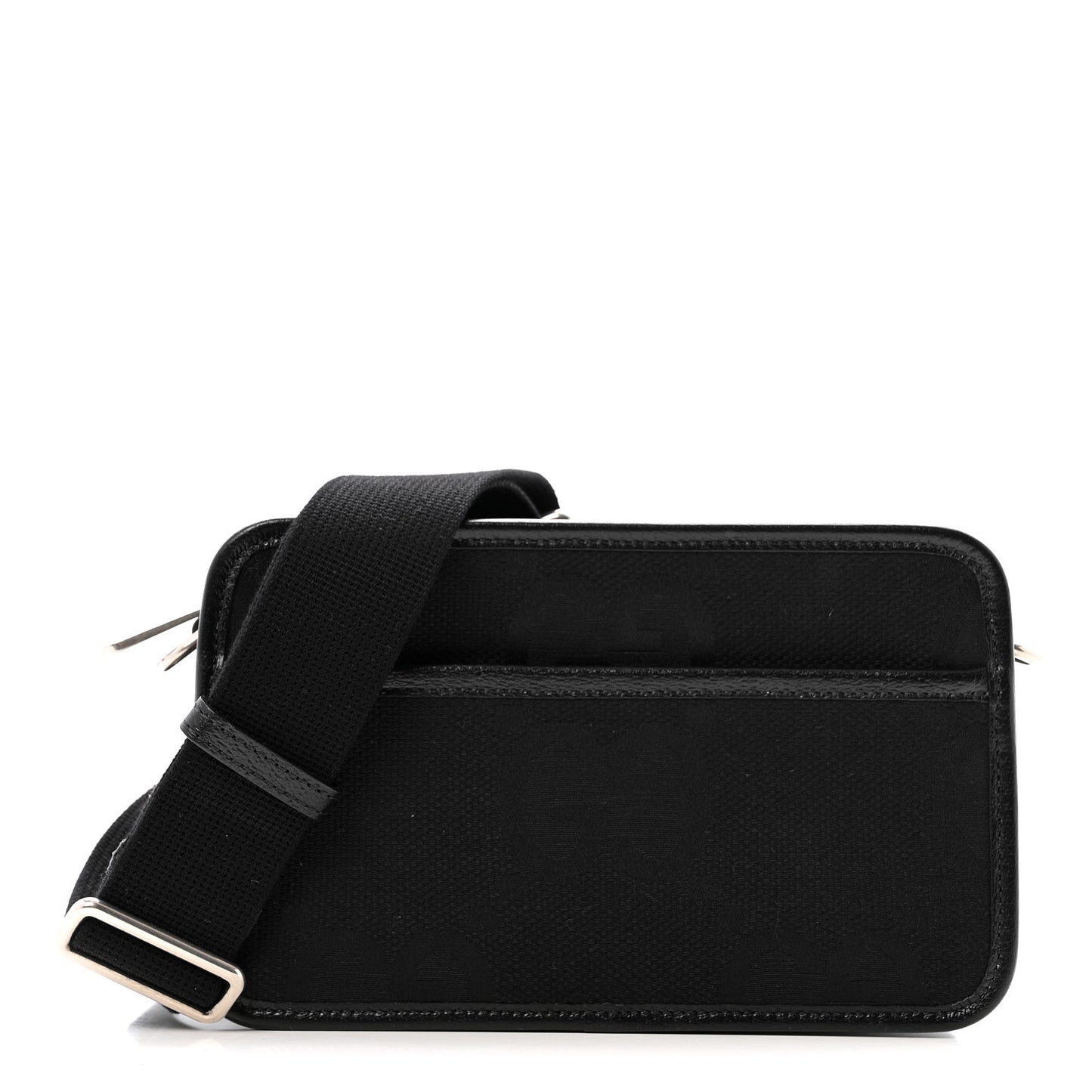 Monogram Jumbo GG Textured Dollar Calfskin Web Mini Crossbody Bag Black