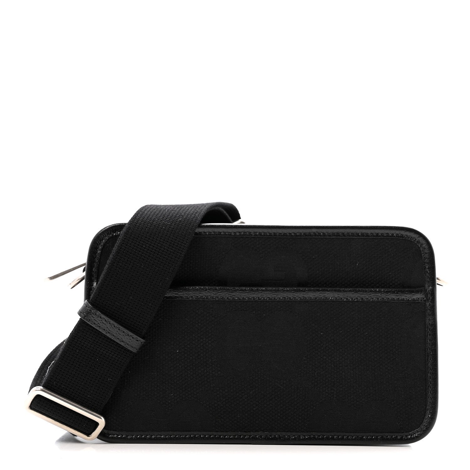 Gucci Monogram Jumbo GG Textured Dollar Calfskin Web Mini Crossbody Bag Black 1 of 13
