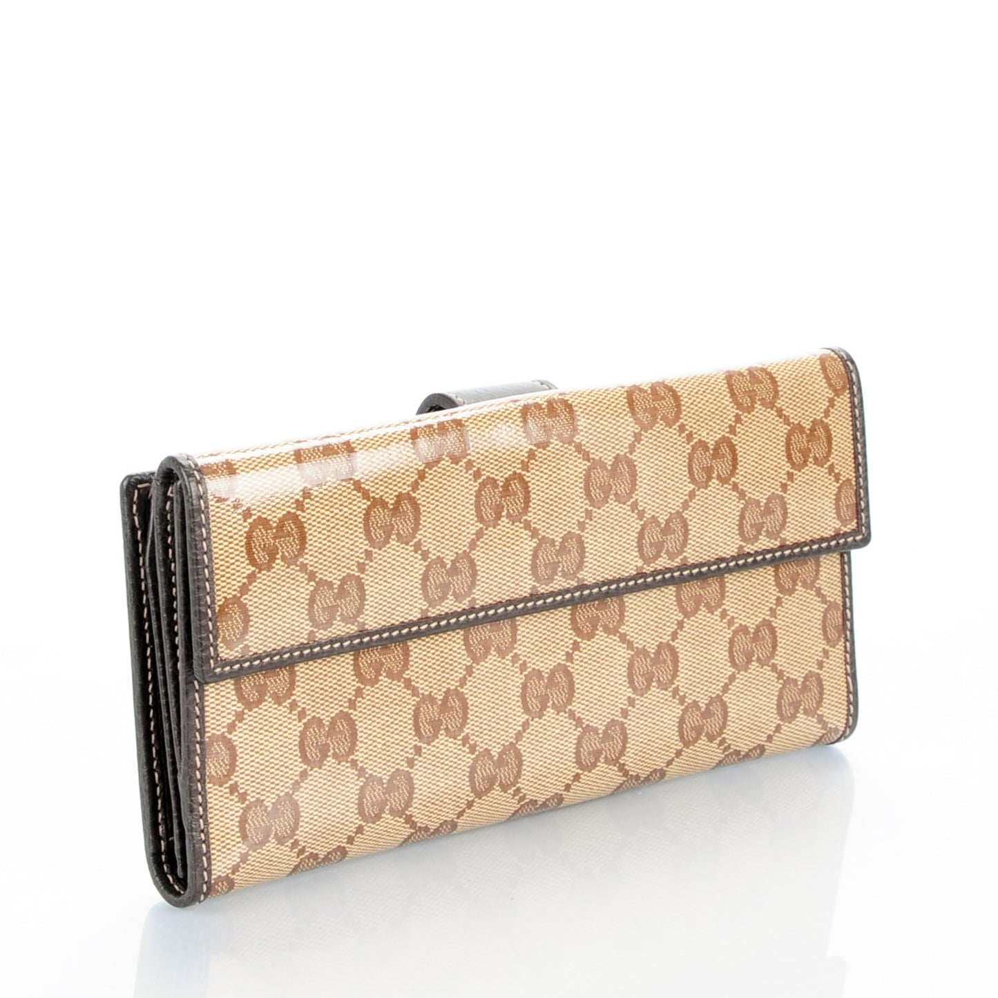 Crystal Monogram Dollar Calfskin Continental Wallet Beige Ebony Testa di Moro