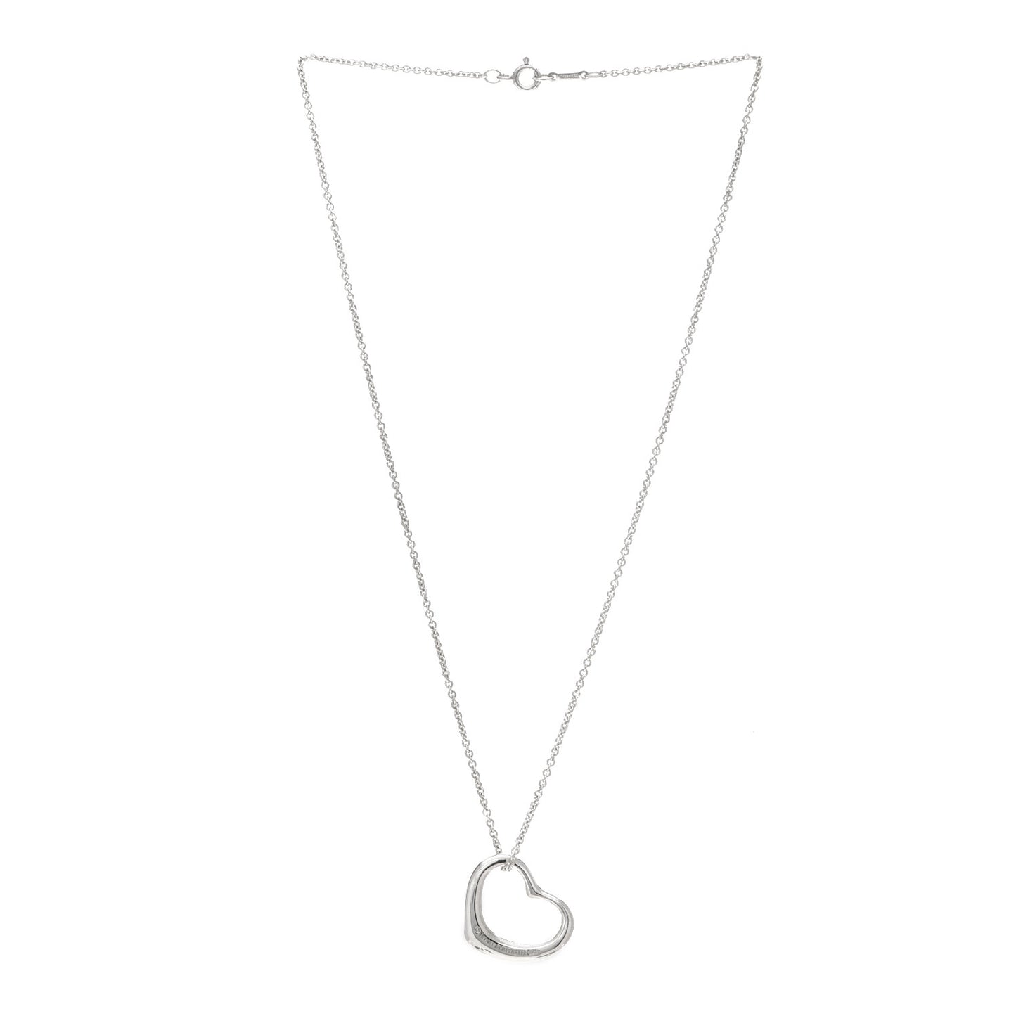 Sterling Silver 22mm Elsa Peretti Open Heart Pendant Necklace