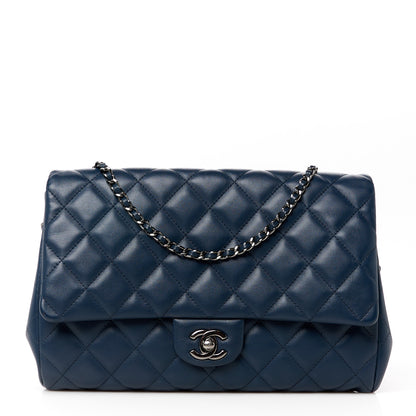 Chanel Lambskin Quilted Clutch with Chain Flap Navy 1 of 12