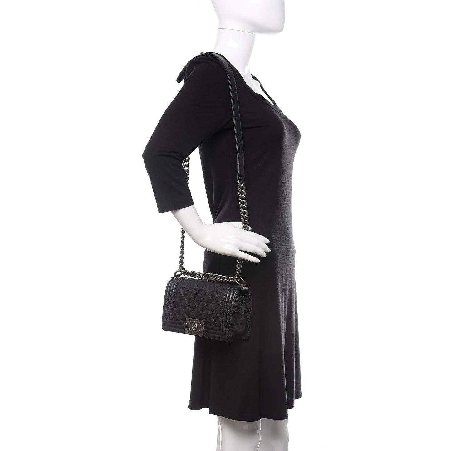 Caviar Quilted Small Boy Flap Black