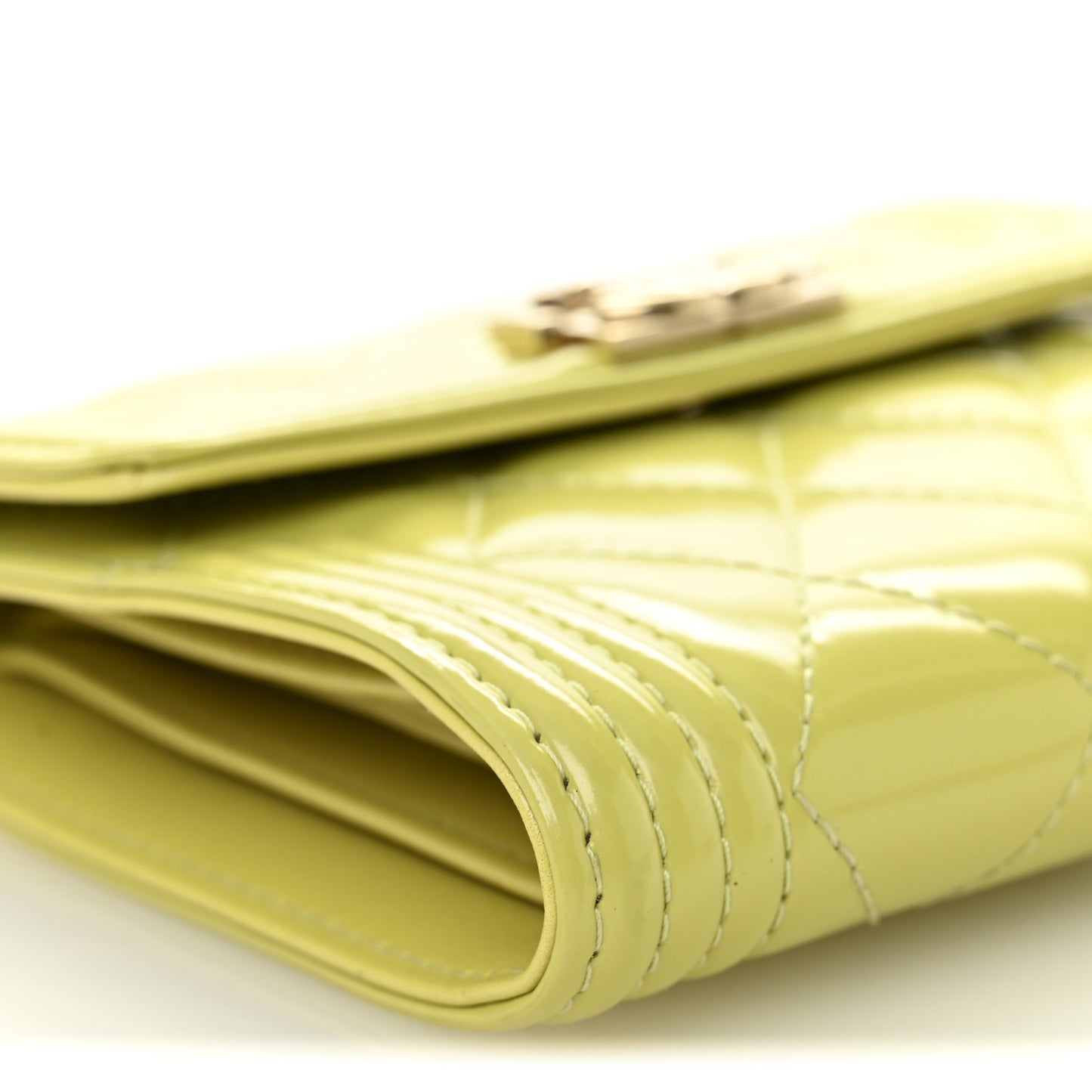 Patent Quilted Compact Boy Wallet Yellow