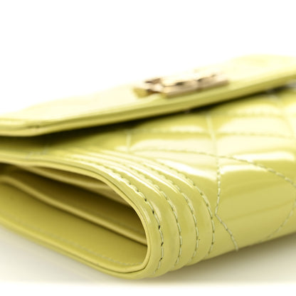 Chanel Patent Quilted Compact Boy Wallet Yellow 10 of 12