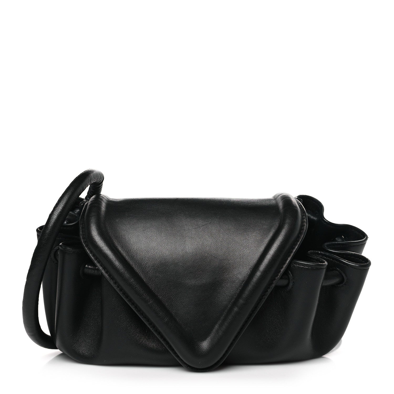 Bottega Veneta Lambskin Small Beak Triangle Flap Shoulder Bag Black 1 of 10