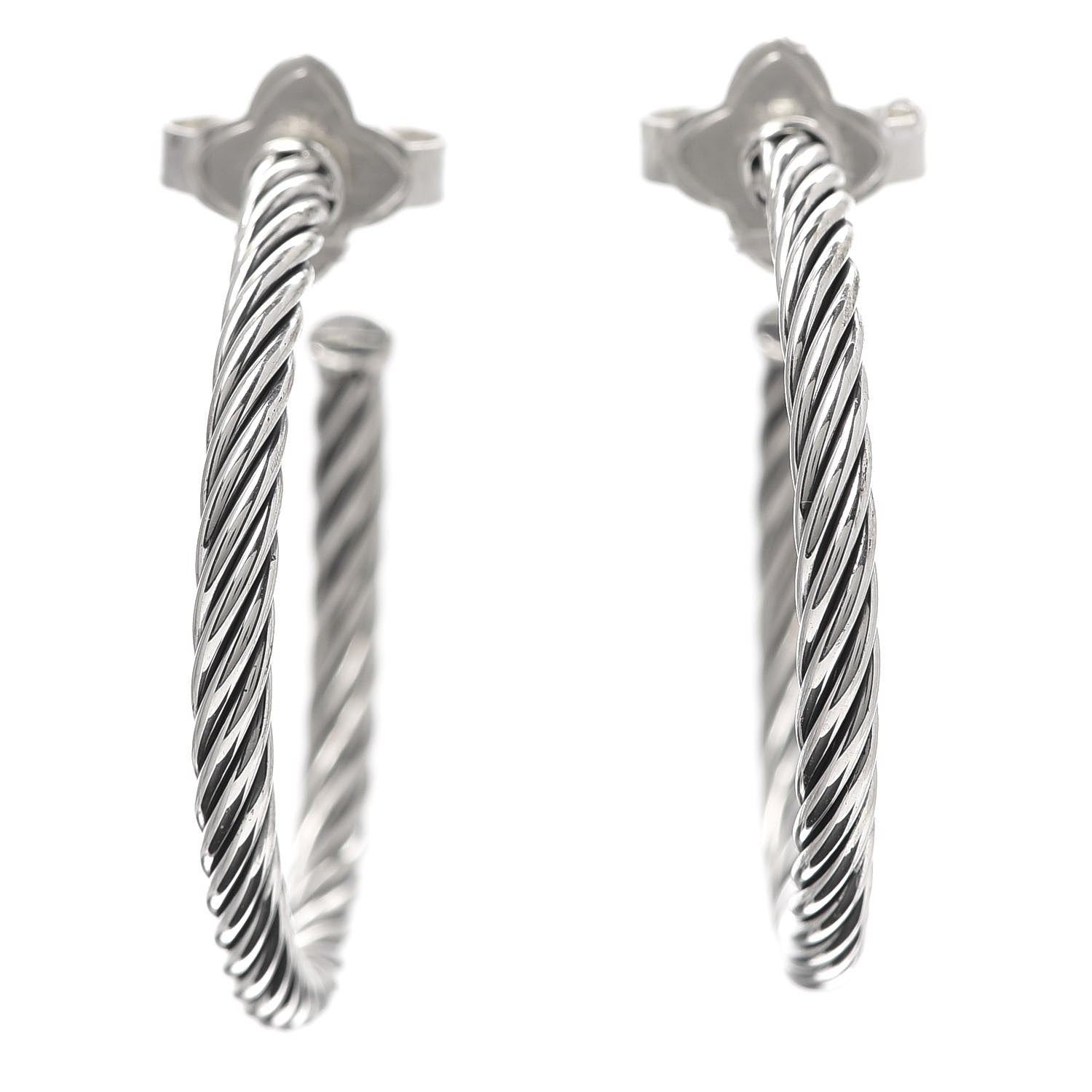 David Yurman Sterling Silver Small Cable Hoop Earrings 1 of 5