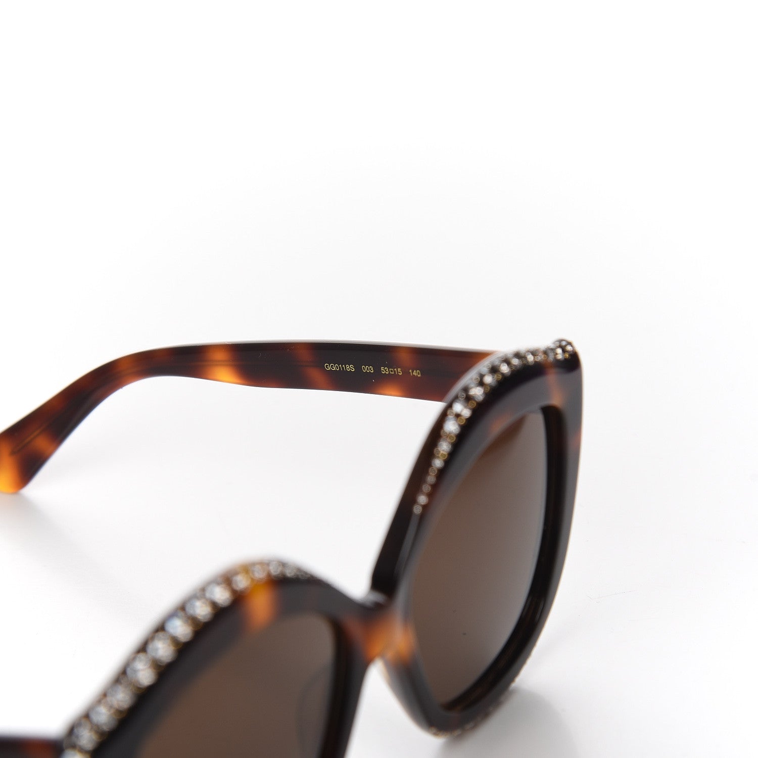 Gucci Crystal Cat Eye GG0118S Sunglasses Havana Brown 5 of 7