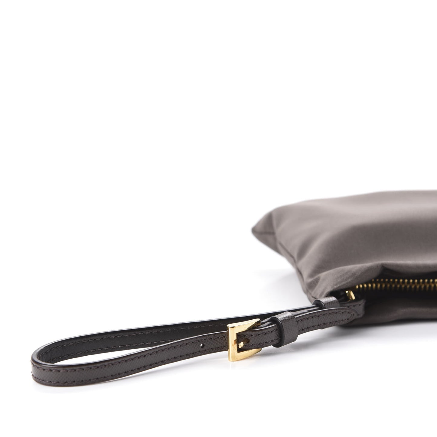 Tessuto Nylon Saffiano Wristlet Fumo
