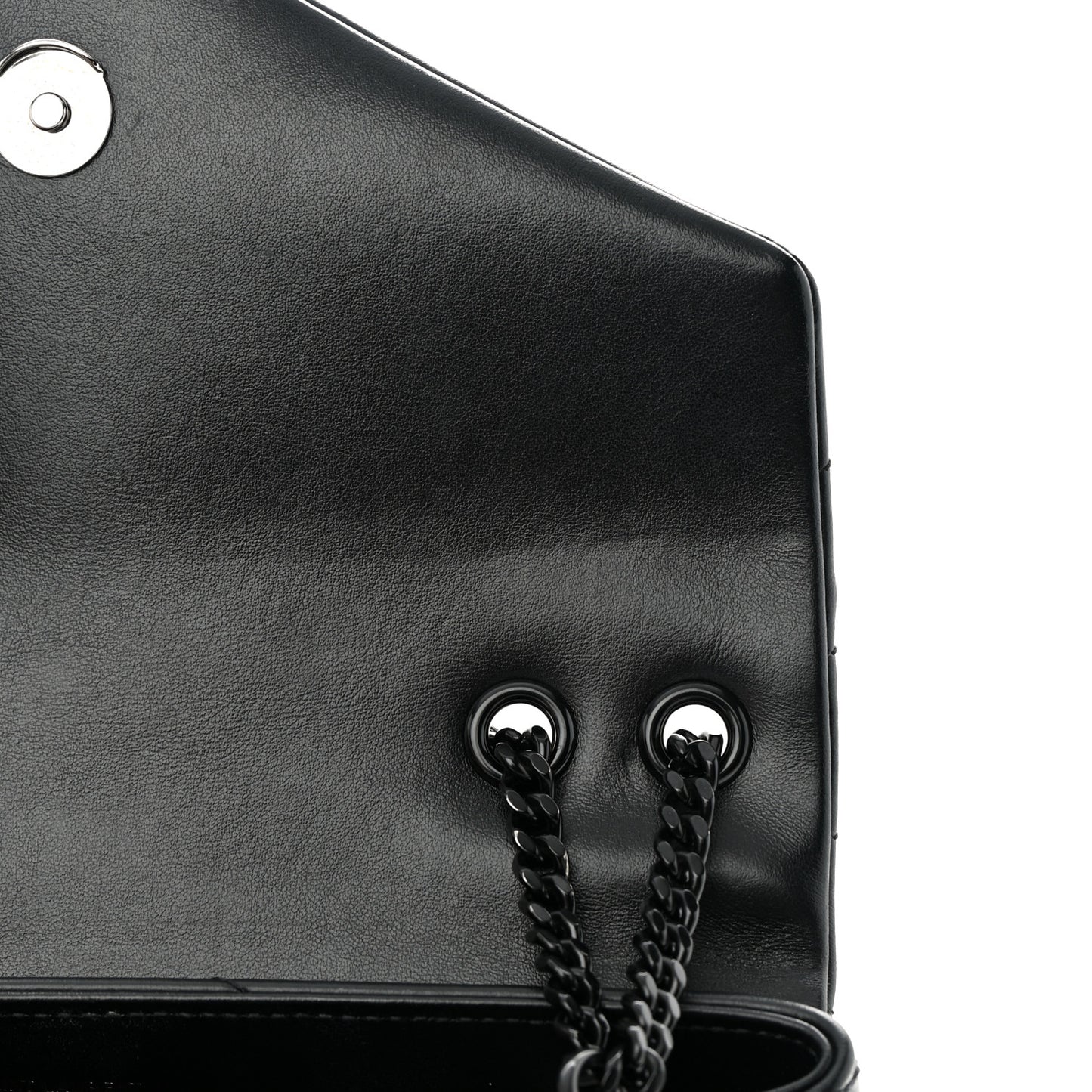 Calfskin Y Quilted Monogram Monochrome Small Loulou Chain Satchel Black