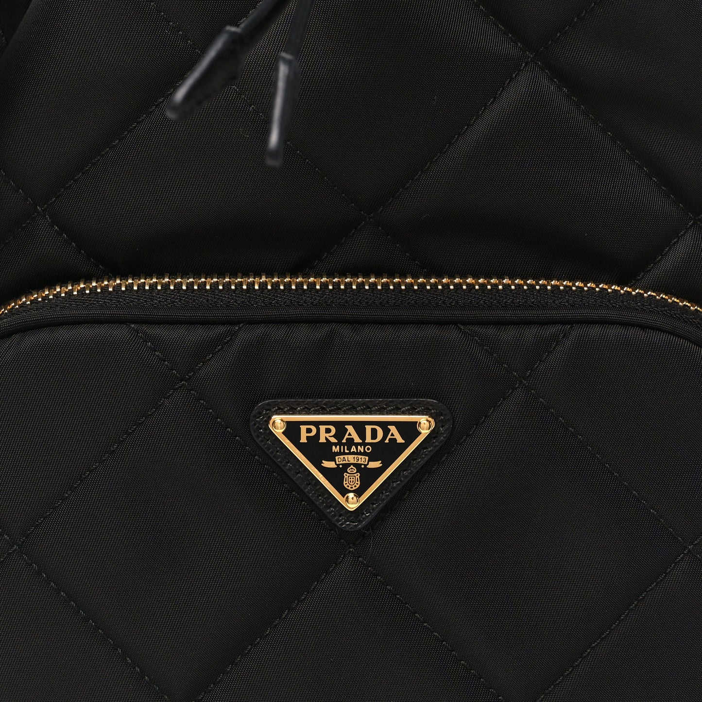 Re-Nylon Saffiano Stitched Duet Bucket Bag Black