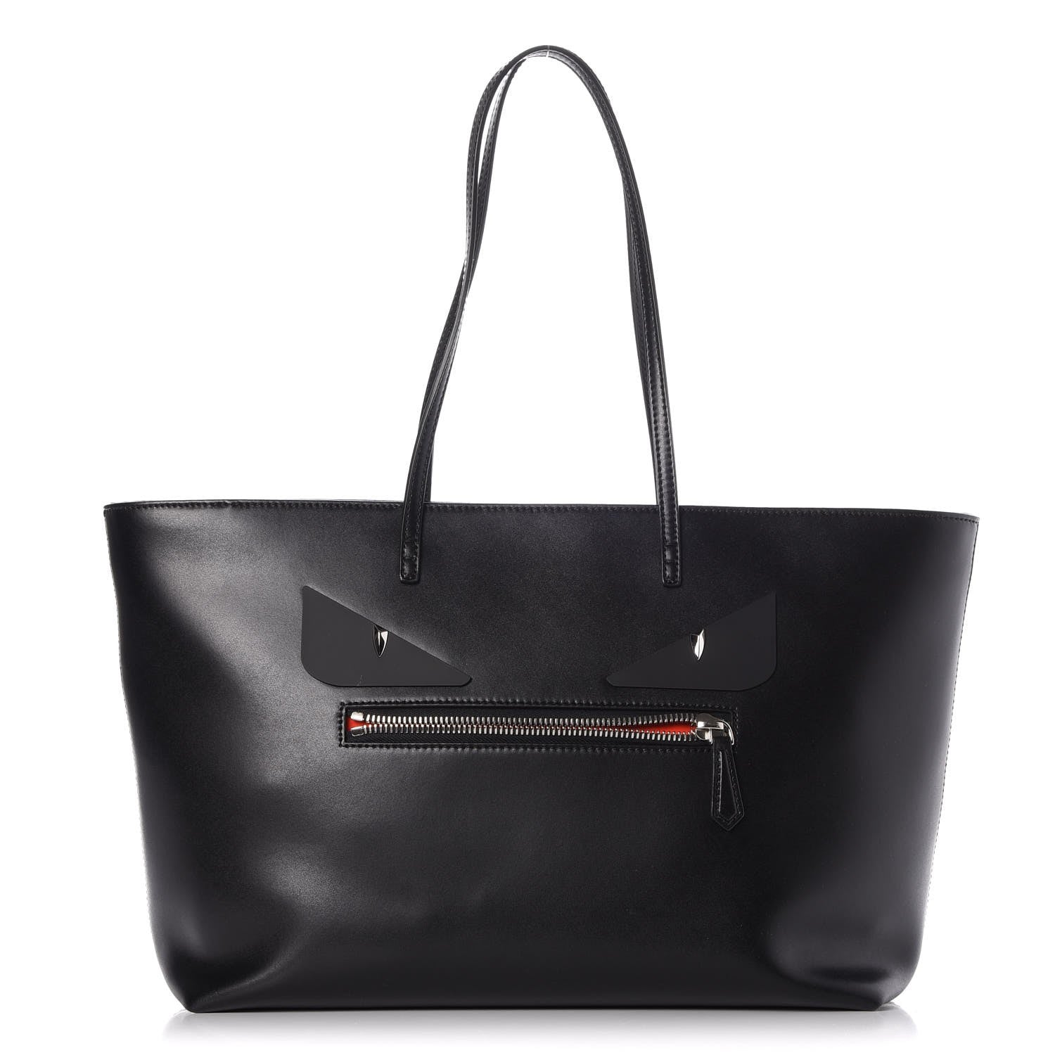Fendi Vitello Liberty Lucido Metal Monster Eyes Medium Roll Tote Black 1 of 7