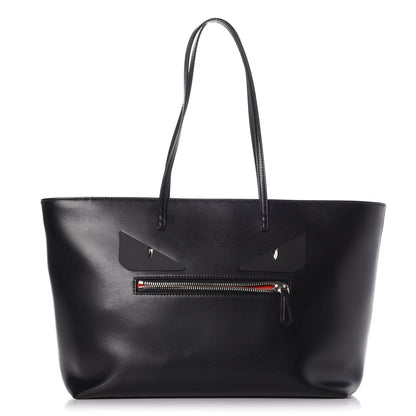 Fendi Vitello Liberty Lucido Metal Monster Eyes Medium Roll Tote Black 1 of 7
