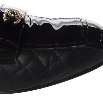 Chanel Patent Calfskin Quilted Womens CC Loafers 40 Black 12 of 15