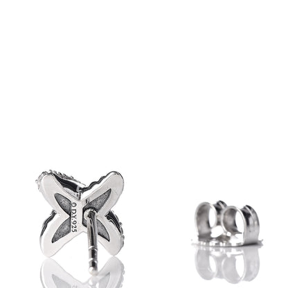 David Yurman Sterling Silver Diamond 8mm X Earrings 4 of 6