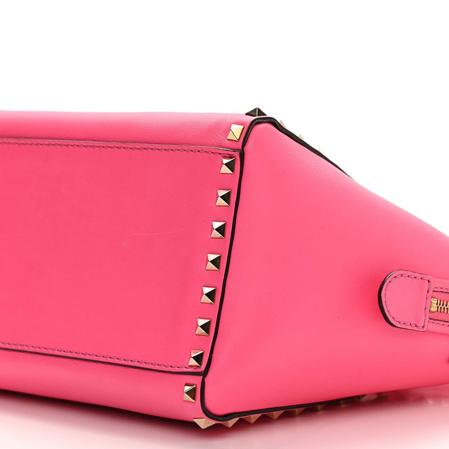 Vitello Small Rockstud Double Handle Tote Fuxia Fluo