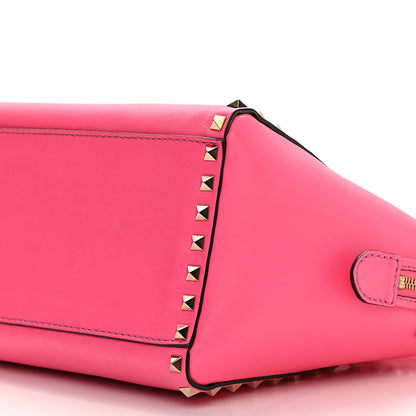 Valentino Garavani Vitello Small Rockstud Double Handle Tote Fuxia Fluo 10 of 16