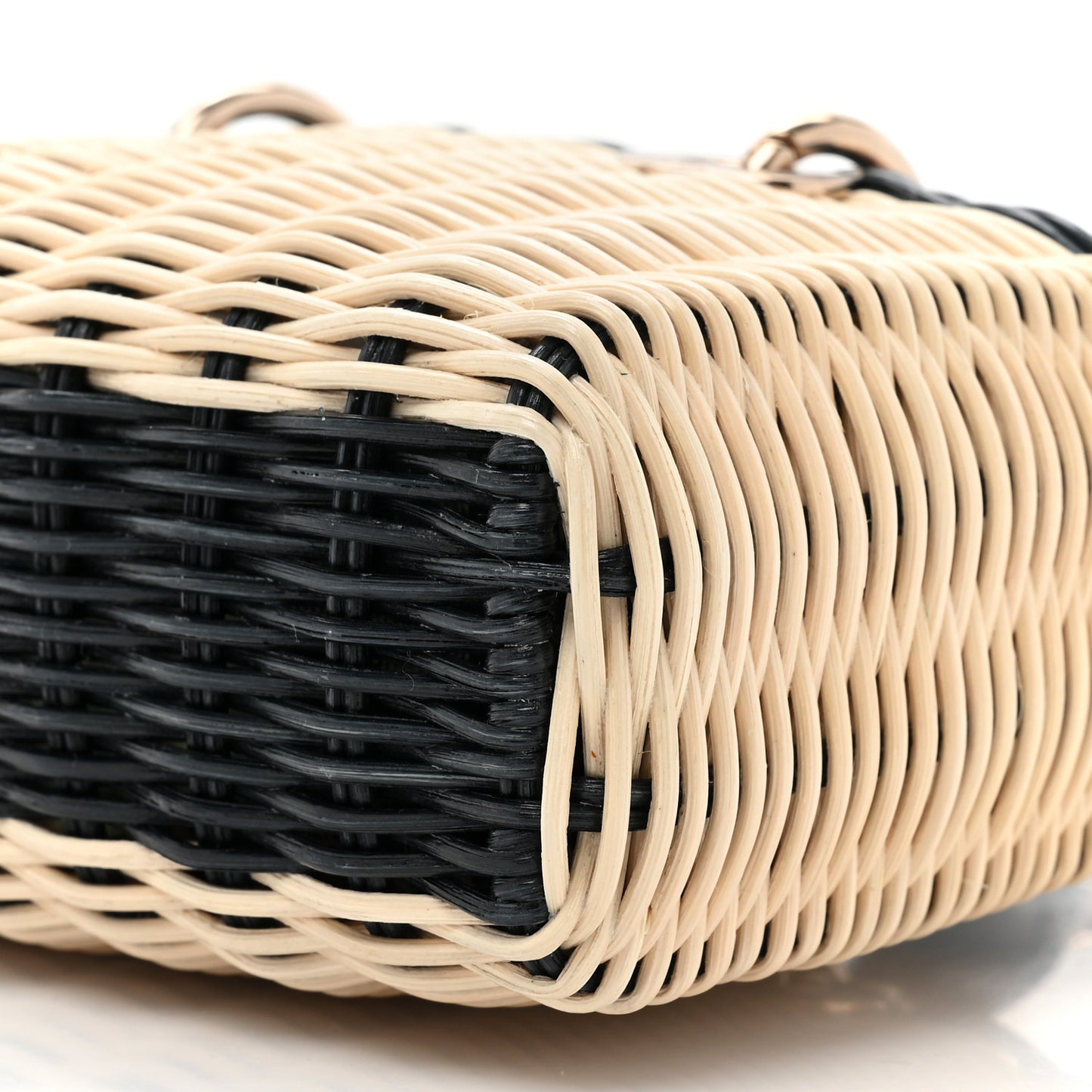 Wicker Oblique Micro Lady D-Joy Bag Natural Black